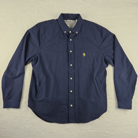 Five Four Mark Mcnairy Shirt Mens‎ XL (fits L) Dark Blue Button Up Long Sleeve - Picture 1 of 13